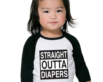 Straight OUTTA Diapers! Super cute Toddler baseball t-shirt! Customize for a one of a kind gift! Celebrate this important milestone!
