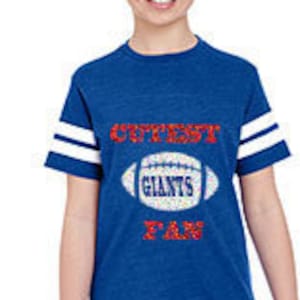 GLITTER Cutest GIANTS Fan youth jersey style t-shirt, makes a perfect gift! Customize with a name & number!