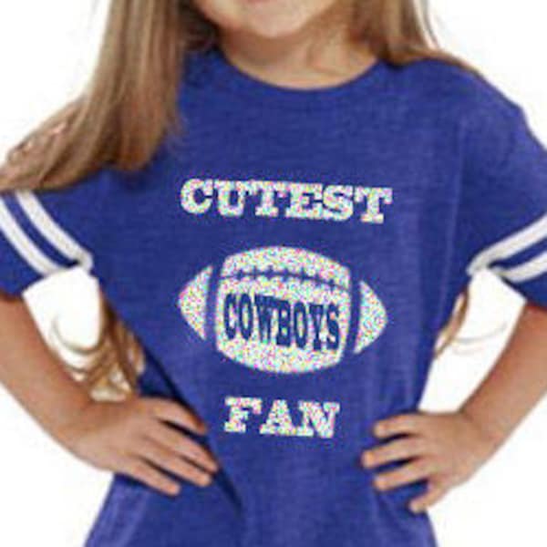 GLITTER Cutest COWBOYS Fan toddler jersey style t-shirt, makes a perfect gift! Customize with a name & number!