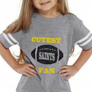 GLITTER Cutest SAINTS Fan toddler jersey style t-shirt, makes a perfect gift! Customize with a name & number!