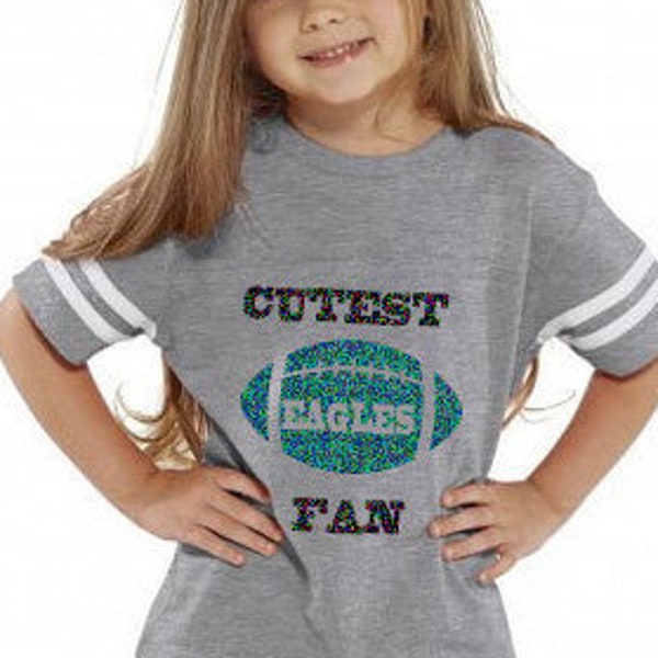 GLITTER Cutest Eagles Fan toddler jersey style t-shirt, makes a perfect gift! Customize with a name & number!