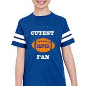 Cutest DENVER Fan youth jersey style t-shirt, makes a perfect gift! Customize with a name & number!