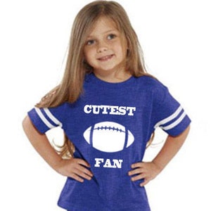 Cutest Fan toddler jersey style t-shirt, Blue and white, makes a perfect gift! Customize with a name & number!