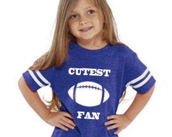 Toddler Football Fan Jersey T-Shirt, Blue and White, Personalized