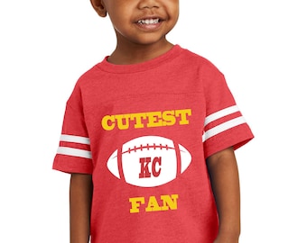 KC voetbalfan jersey T-shirt voor peuters, rood en wit, aanpasbaar