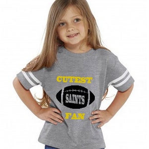 Cutest SAINTS Fan toddler jersey style t-shirt, makes a perfect gift! Customize with a name & number!
