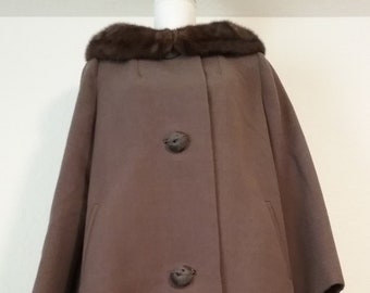 Vintage 1950s 1960s swing coat with mink collar, Youthcraft.