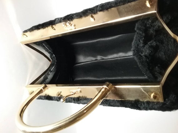 1950s black faux fur purse. - image 8