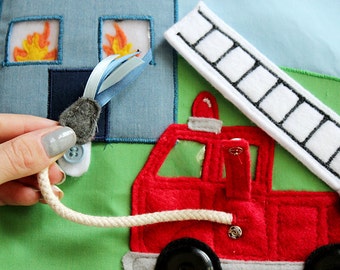 Felt Fire Truck with House that Catches Fire! - Things that Go Quiet Book PATTERN