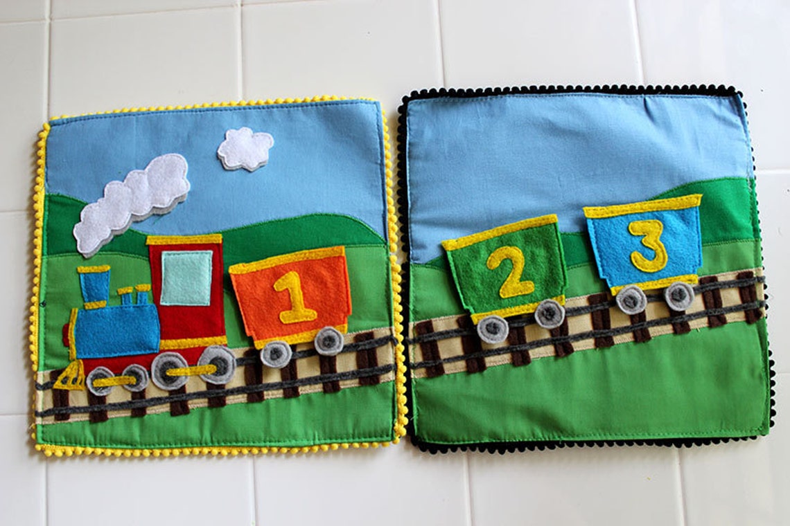 Basic Felt Train Pattern Felt Counting Train With Removable Cars - Things That Go Quiet Book ...