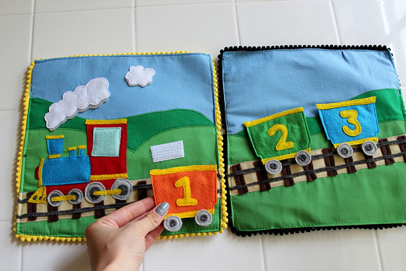 Basic Felt Train Pattern Felt Counting Train With Removable Cars - Things That Go Quiet Book ...
