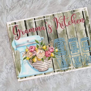 Grandma's Kitchen Blue with Conversion Chart Cutting Board PNG Sublimation Design Digital Download Sublimation Designs Download image 1