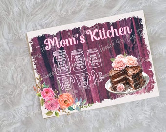 Mom's Kitchen (Cake) with Conversion Chart Cutting  Board PNG | Sublimation Design | Digital Download | Sublimation Designs Download