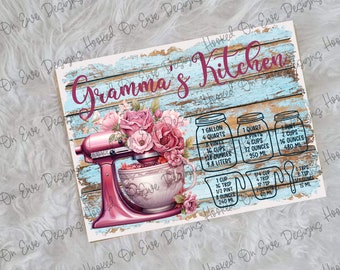 Grandma's Kitchen (Pink) with Conversion Chart Cutting  Board PNG | Sublimation Design | Digital Download | Sublimation Designs Download