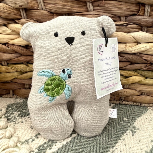 Heating Pad,  Embroidered Teddy Bear, Aroma Therapy, Heat Therapy, Cold Pack, Hemp Bear, Lavender Sachet, Moop Bear, sea turtle