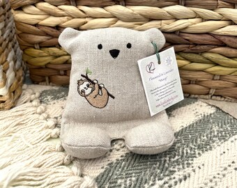 Cell Phone Stand, Sloth, Embroidered Teddy Bear, Phone Pillow, Bear Phone Stand, Fabric Phone Stand, Hemp Bear, Moop