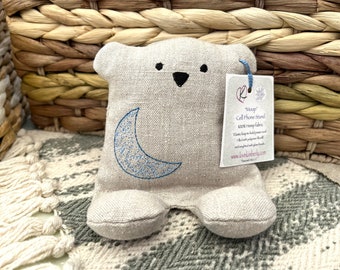 Cell Phone Stand, Moon, Embroidered Teddy Bear, Phone Pillow, Bear Phone Stand, Fabric Phone Stand, Hemp Bear, Moop