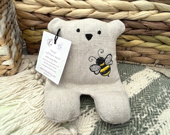 Cell Phone Stand, Bee, Bumble Bee, Honey, Embroidered Teddy Bear, Phone Pillow, Bear Phone Stand, Fabric Phone Stand, Hemp Bear, Moop