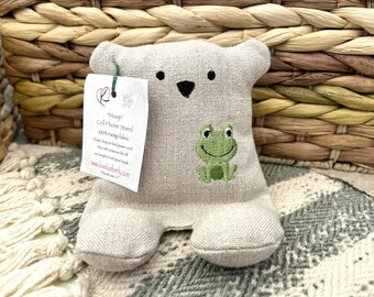 Cell Phone Stand, Frog, Embroidered Teddy Bear, Phone Pillow, Bear Phone Stand, Fabric Phone Stand, Hemp Bear, Moop