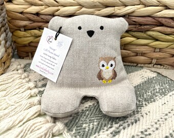 Cell Phone Stand, Owl, Embroidered Teddy Bear, Phone Pillow, Bear Phone Stand, Fabric Phone Stand, Hemp Bear, Moop