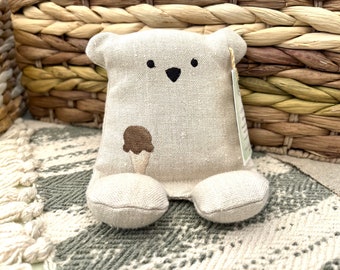 Cell Phone Stand, Ice Cream Cone, Embroidered Teddy Bear, Phone Pillow, Bear Phone Stand, Fabric Phone Stand, Hemp Bear