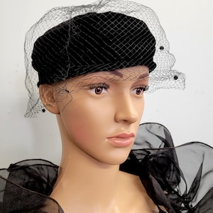 Original Caroline Vintage 1960s Black Whimsy Hat Veil Cocktail Hat Whimsy Veil Hat 60s - Etsy main image 2