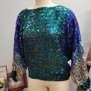 80s Sequined Batwing Top: Vintage Holiday Party Sweater