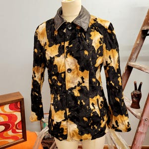 Veste en cuir velours réversible VTG des années 90 : manteau à imprimé animal, petite taille