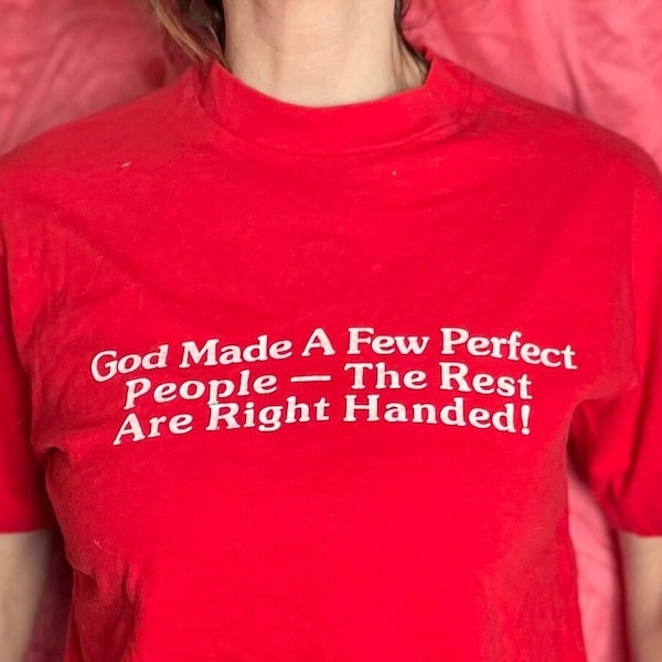 Vintage Left Handed People Shirt / 80s Funny T Shirt / Ned Flanders Leftorium Shirt / The Simpsons Reference / God Made