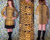 Vintage 1950 39 s CHEETAH Print Faux FUR Velveteen PEA Coat Animal Print Jacket