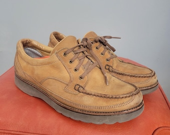 vtg 80s Tan Oxfords,  9.5 Mens USA Loafers, Rustic Chukka Boots