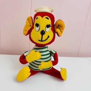 Vtg 60s DREAM PETS Monkey , DAKIN Mcm Toy Hard Stuffed Animal Figurine