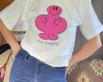 Vintage  90s Mr Greedy Graphic Tee / 90s vintage character shirt / little miss greedy