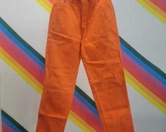 Vintage 80s Orange Wrangler High Rise Mom Jeans, Western Denim (Size 28)