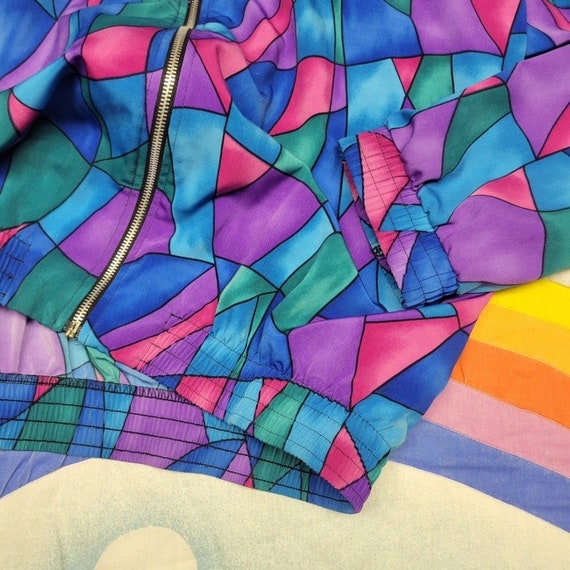 Vintage 80s Stained Glass Psychedelic Windbreaker… - image 2