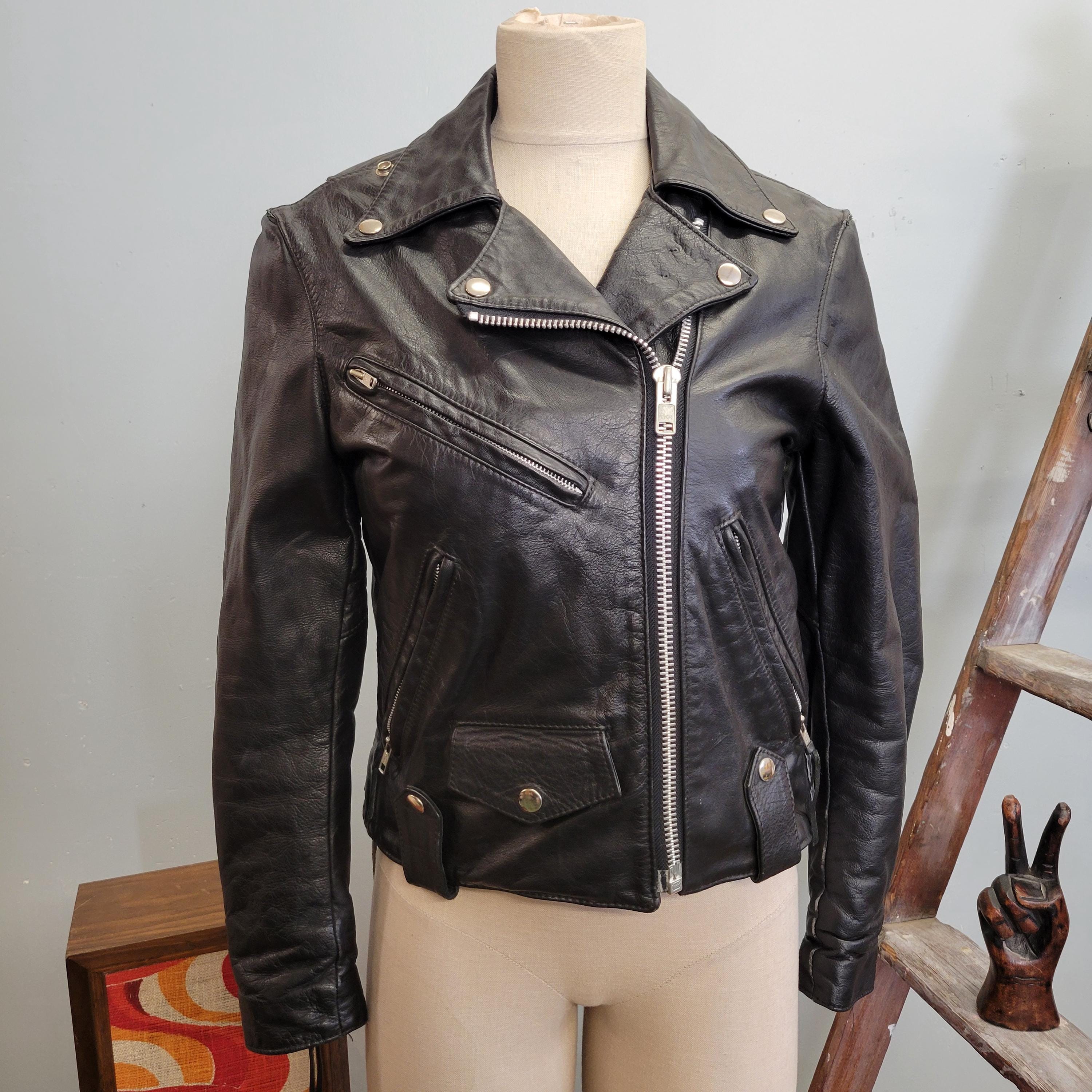 Vintage 70s Harley Davidson Leather Biker Jacket - Aztec Patch