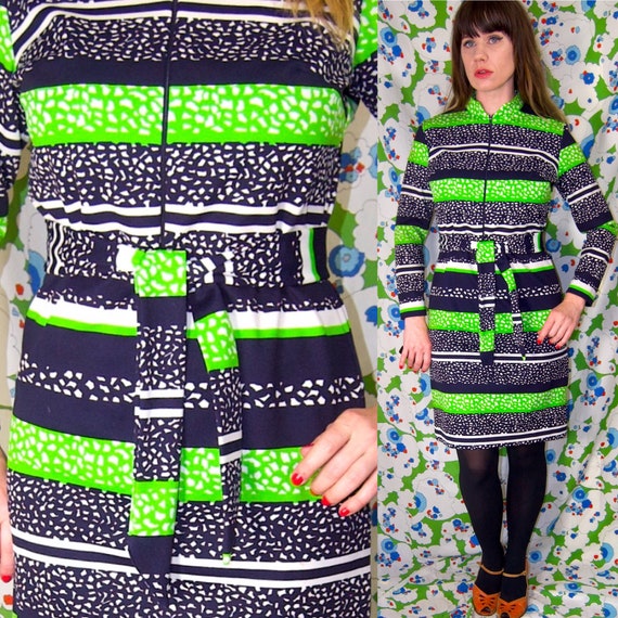 Vintage 1960's Mod Speckled STRIPED Psychedelic Be