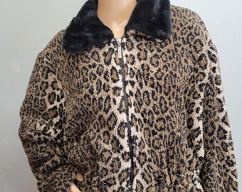 Vintage 80s Kristen Blake Leopard Print Plush Jacket - Etsy