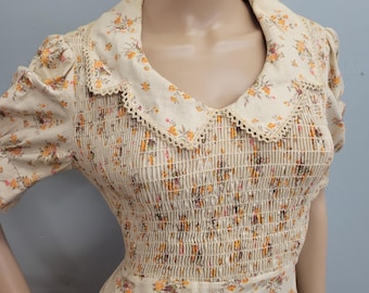 Vintage 70s Floral Maxi Dress: Linen Prairie Cottagecore Style