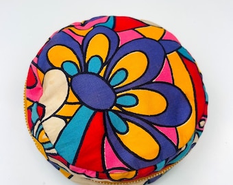 vtg 60s Psychedelic Coin Purse, Trippy Bright Mini Purse