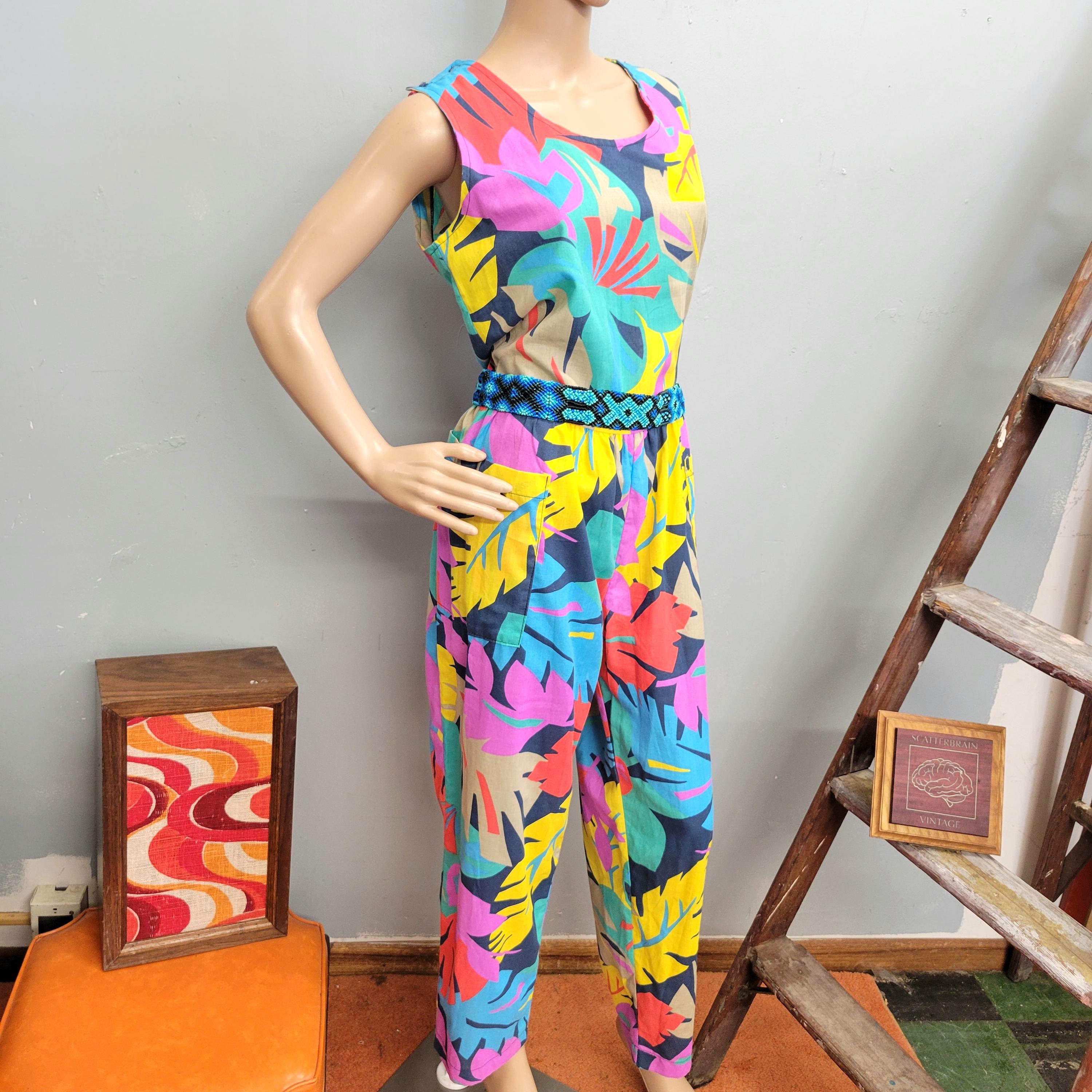 80s Neon Jumpsuit - Etsy