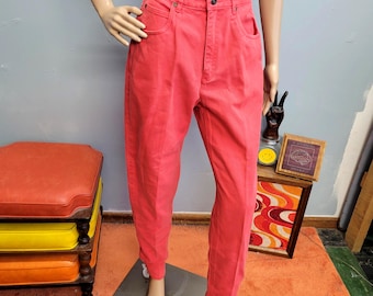 vtg 80s Liz Claiborne High Rise Jeans: Salmon Pink Tapered Leg Pants