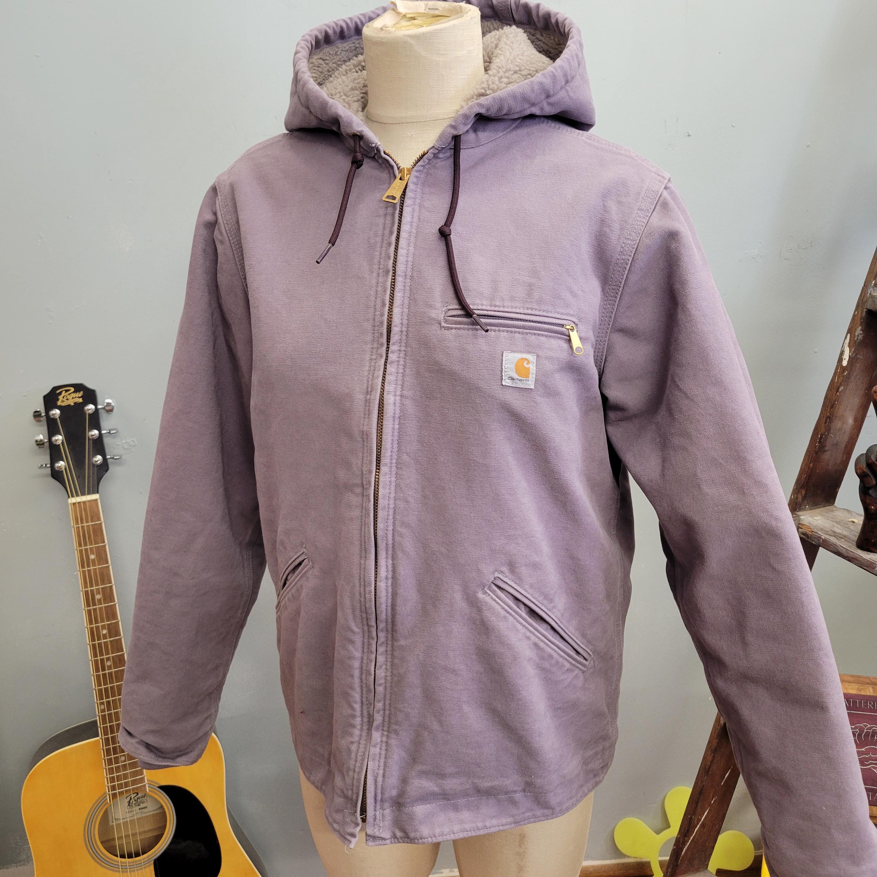 Vintage 90s Carhartt Hooded Jacket: Quilted Sherpa Lined