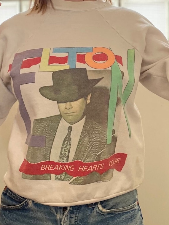 Vintage 80s Elton John Sweatshirt / 1980s Rock Ban