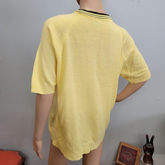 Vintage 70s Knit Tee, Yellow Ringer Top, Towncraf… - image 6