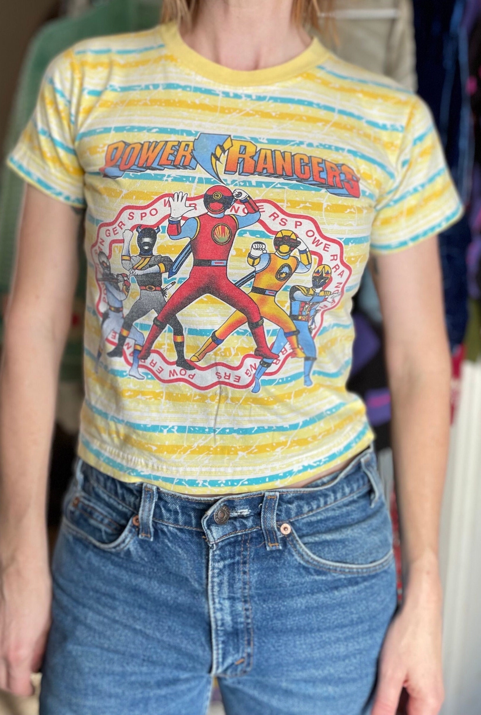 Vintage jaren 90 Power Rangers shirt Mighty Morphin Power Rangers TV shirt