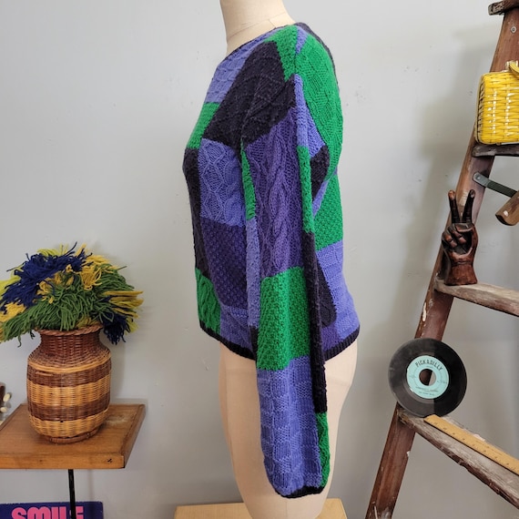 Vintage 90s Eagles Eye Patchwork Sweater: Geometr… - image 5