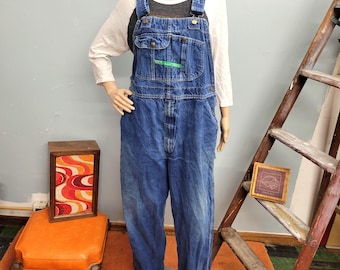 Salopette vintage anni '90 Key Imperial in denim, lavaggio scuro, abbigliamento da lavoro da carpentiere