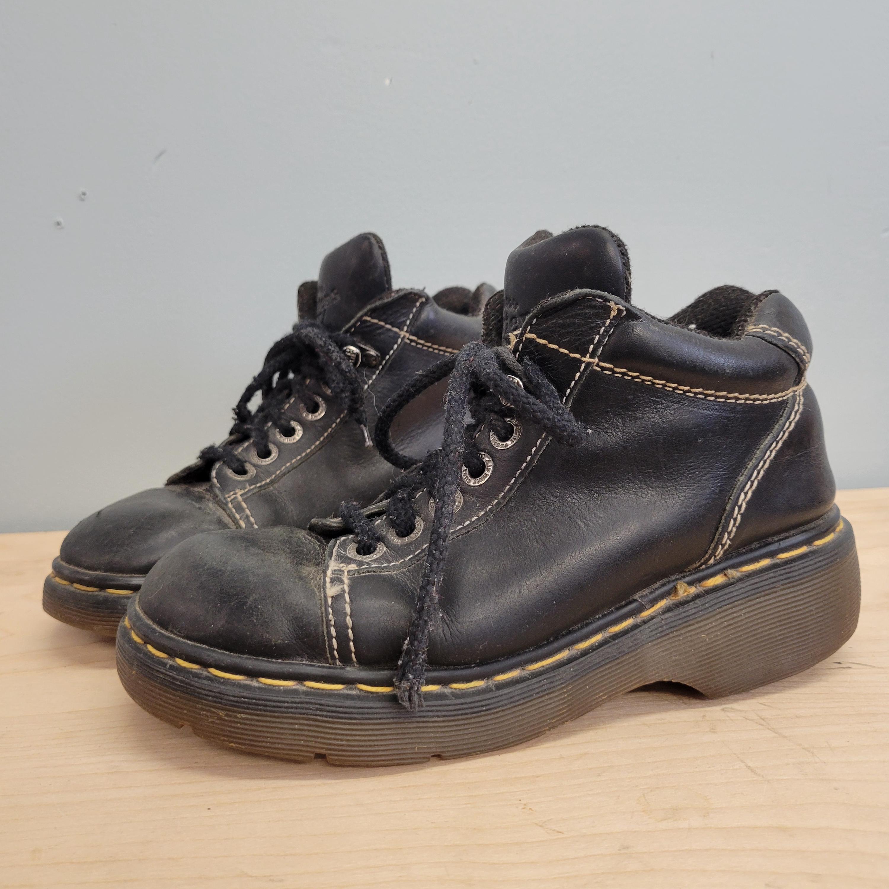 靴 80s Dr.Martens leather shoes VINTAGE 80s DOC DR MARTENS Steel Toe Black Size 12 Boots UK