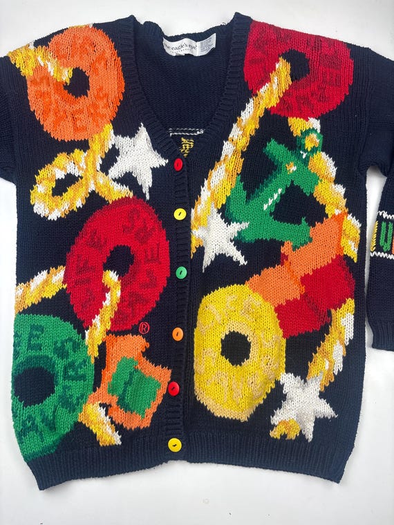 vtg LIFE SAVERS Cardigan, vtg Eagles Eye Hand Knit Candy Sweater View 4